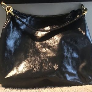 Coach Black Patent Leather w/gold zippers